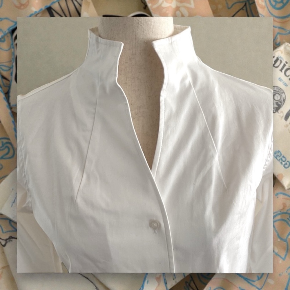 G.I.L.I. Crisp Cotton Button Down Fitted Long Sleeve Blouse   size 4  ~Exquisite - Picture 11 of 13